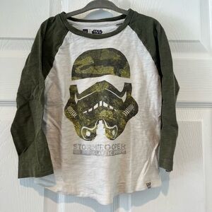 GAP x Star Wars Boys 3T Storm Trooper Camo Green Graphic Slub Baseball Tee